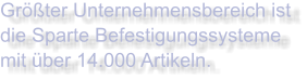 Größter Unternehmensbereich ist die Sparte Befestigungssysteme mit über 14.000 Artikeln.